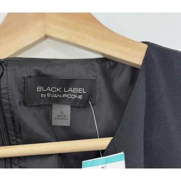 NWT Evan Picone Black Label A line Black Dress Wardrobe Staple Career Sz 16 - Picture 8 of 11